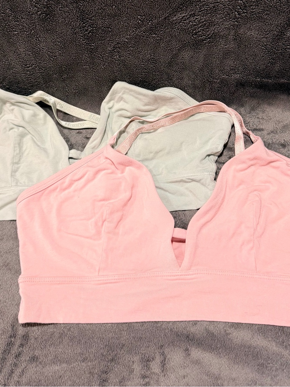 Soft Cotton Bralette - Pink and pale green pair